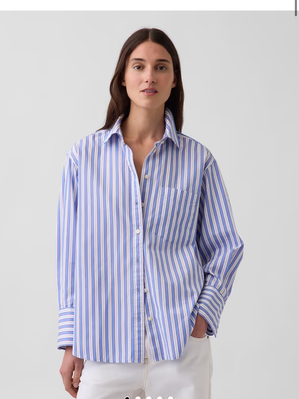GAP BIG SHIRT Pink & White Stripe Button-Up Shirt